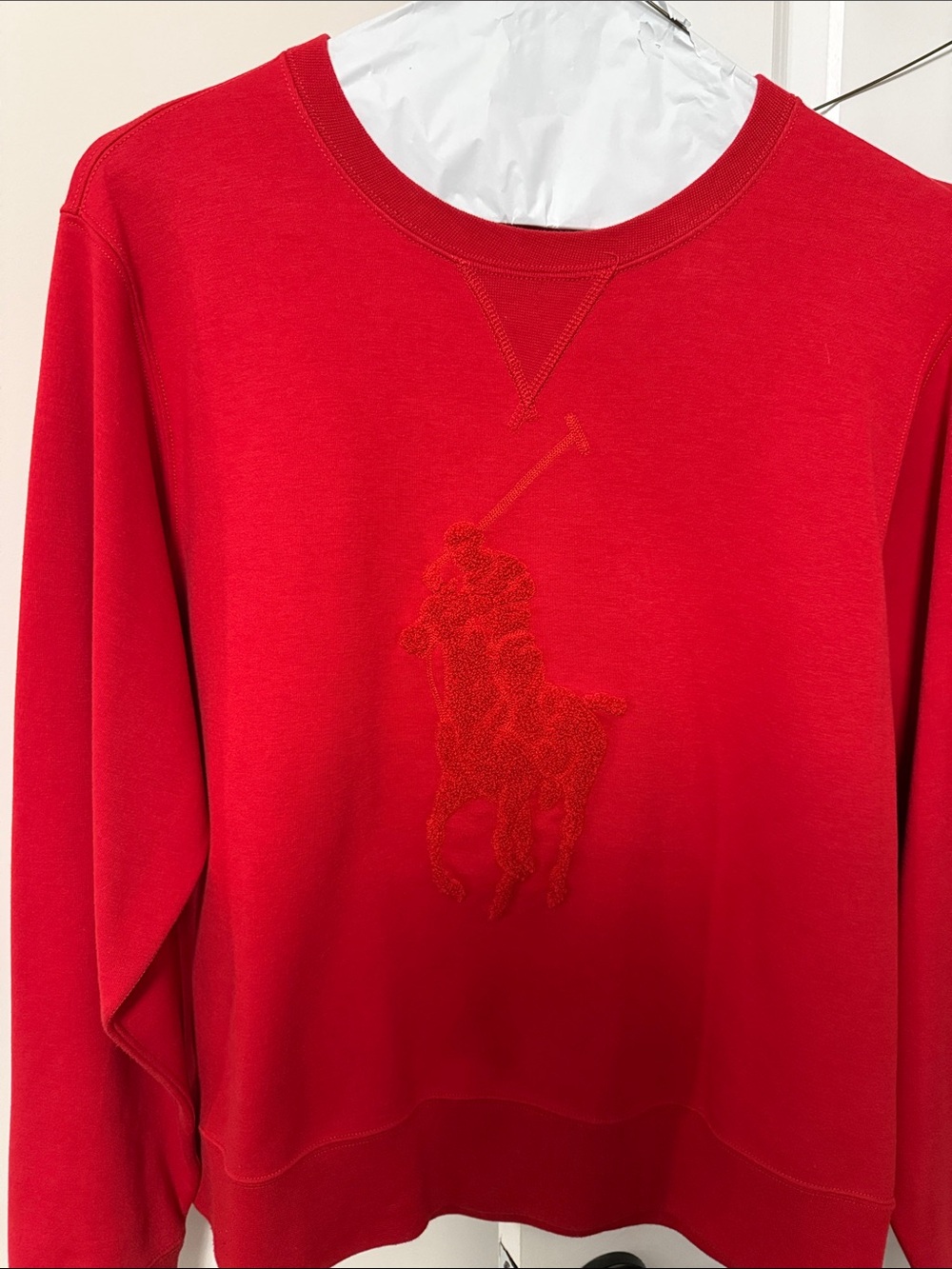 Polo by Ralph Lauren Red Crewneck Sweatshirt with Tonal Pony Logo